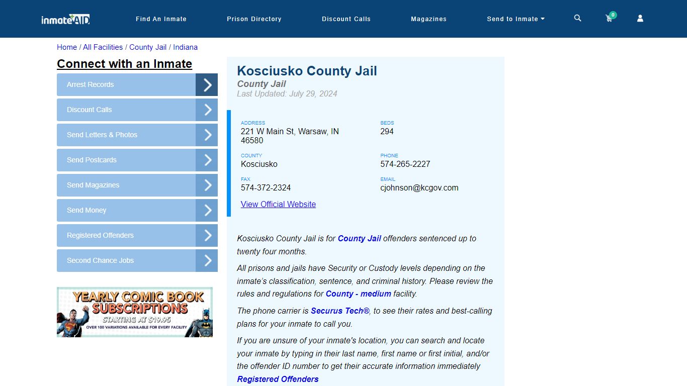 Kosciusko County Jail - Inmate Locator